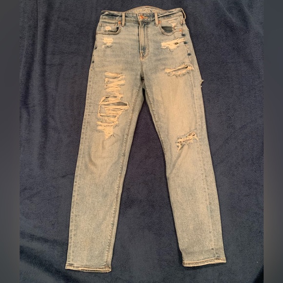 American Eagle Jeans. Ripped, distressed jeans in back and front. Regular. - Picture 1 of 6